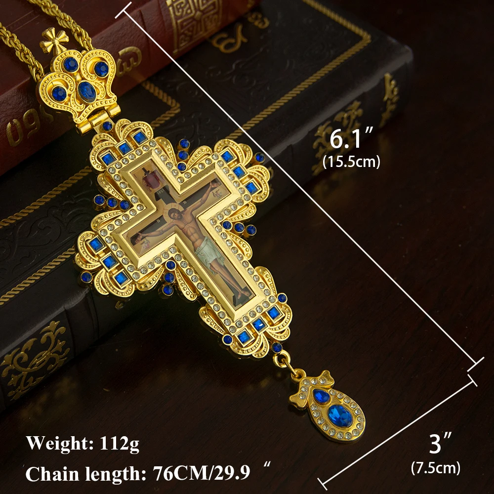 Orthodox Jesus Cross Pendant, Zinc Alloy Gold-Plated Pendant, Gift For Priests, Religious Items, Prayer, Funeral, Wedding