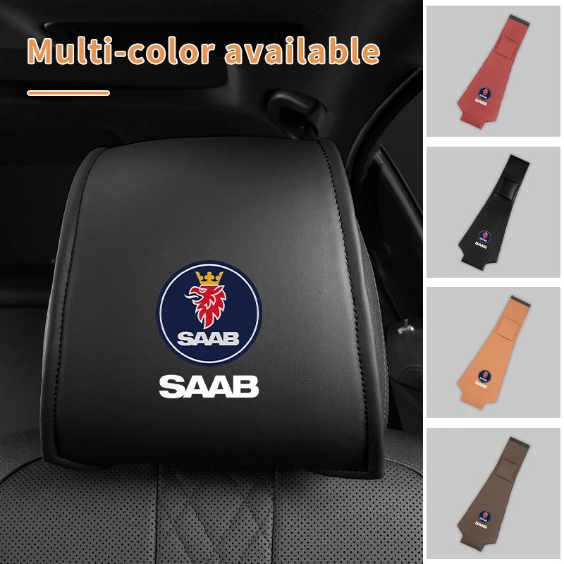 2PCS Leather Car Seat Headrest Protective Cover Accessories For SAAB 9-3 9-5 93 9000 900 9-7 600 99 9-X 97X Turbo X Monster 9-2X