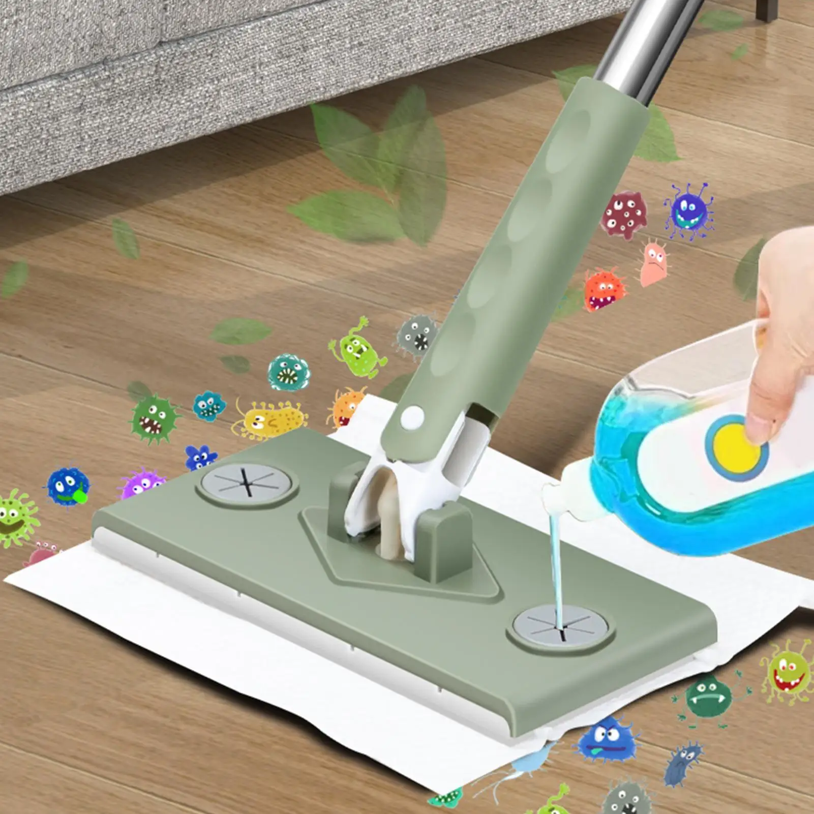 

Dust Mop Clip Mopping Tool Flat Floor Mop For Kitchen Bathroom Tile Car Apartment Living Room Bedroom Glass Ceiling