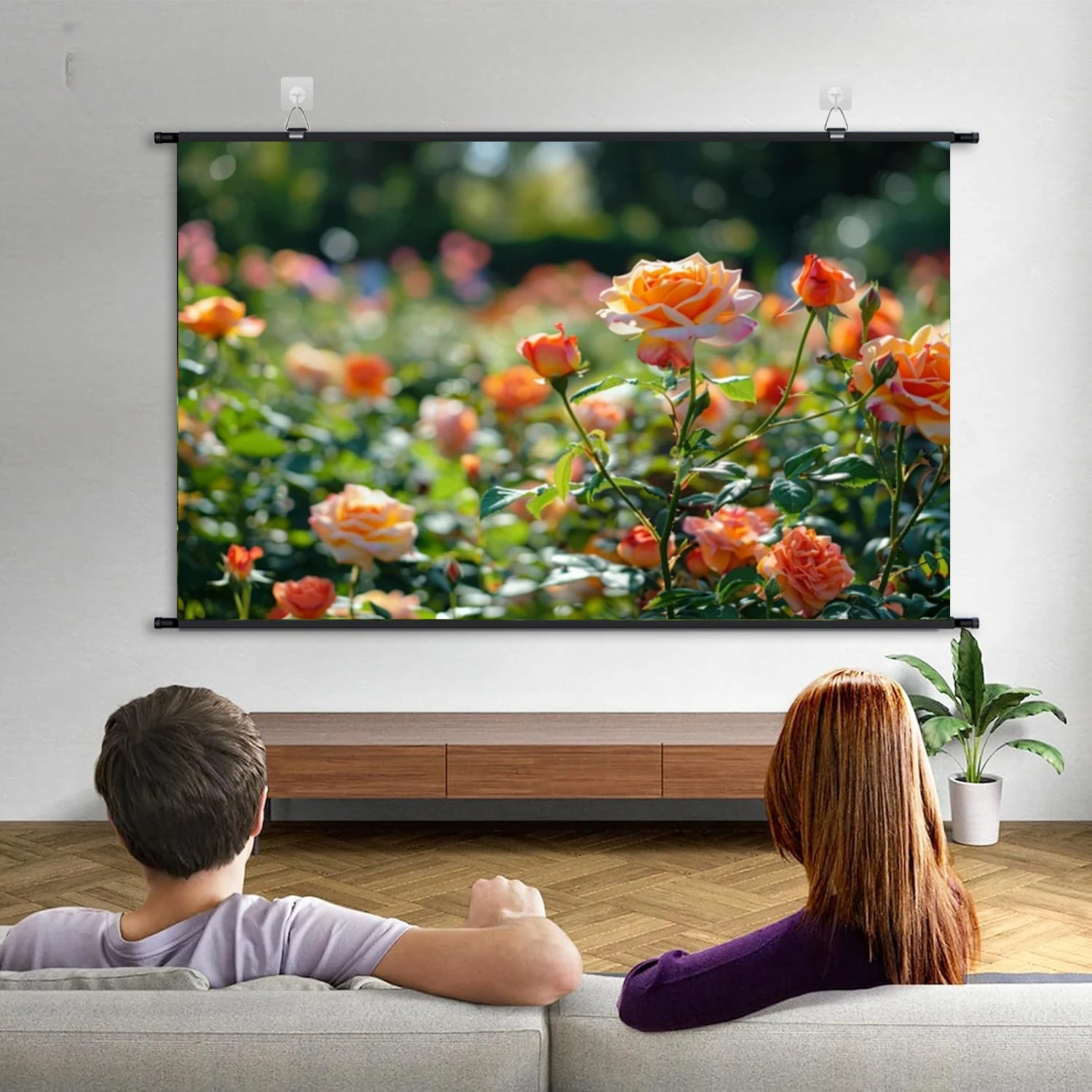XIAOHUI Projector Screen Wall Mounted Grey Anti-Light Resistant Reflective Fabric 60 - 133 inch for Home Theatre Outdoor