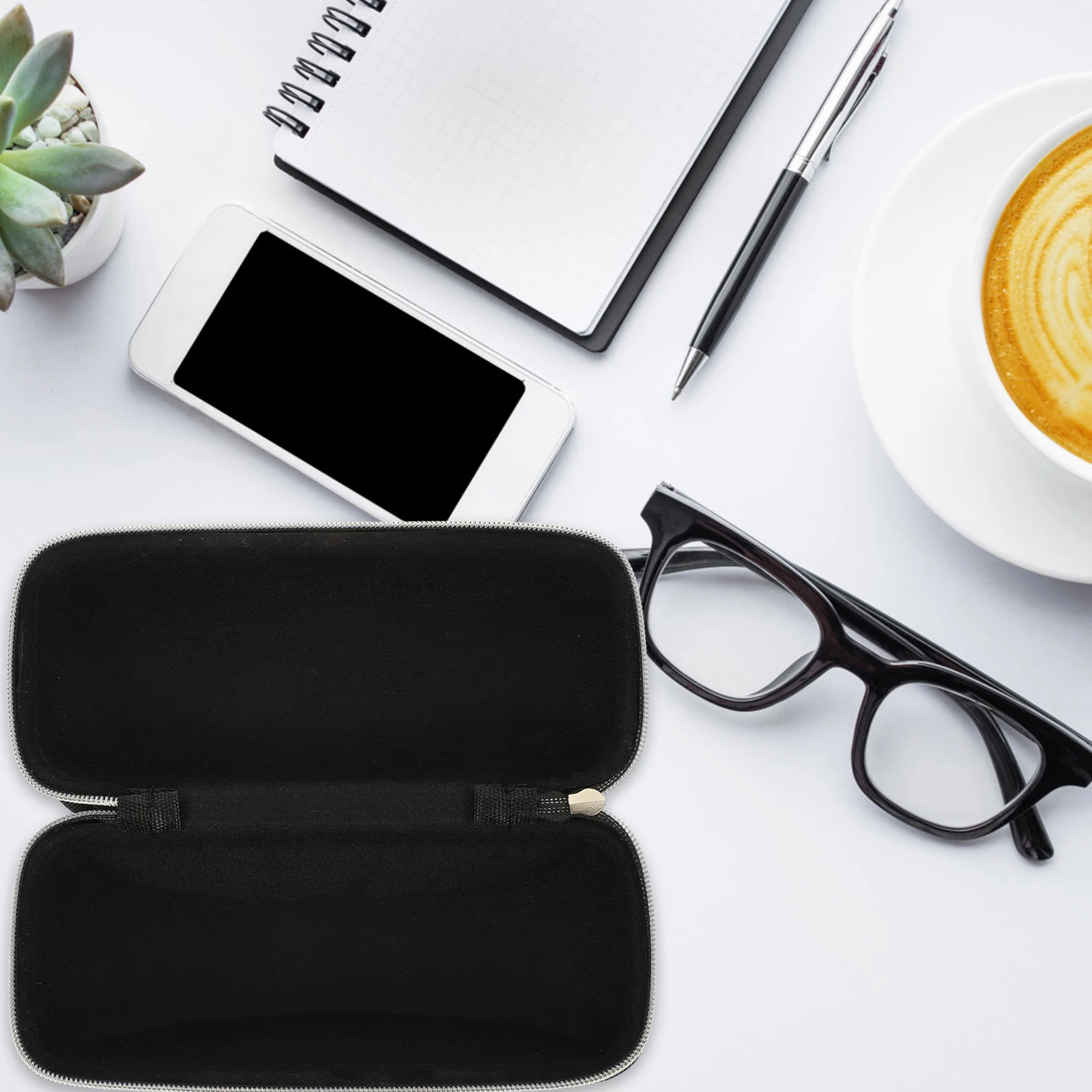 

1pc EVA Glasses Case Hard Shell Sunglasses Box Eyewear Protector Blue Color Zipper Pouch Travel Lightweight Durable Fits Frames