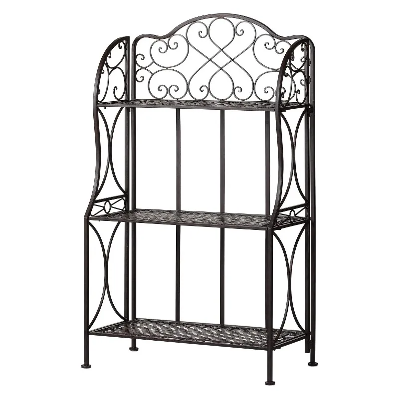 

Retro three-layer corrugated wrought iron rack, household indoor kitchen and bathroom rack, outdoor flower rack