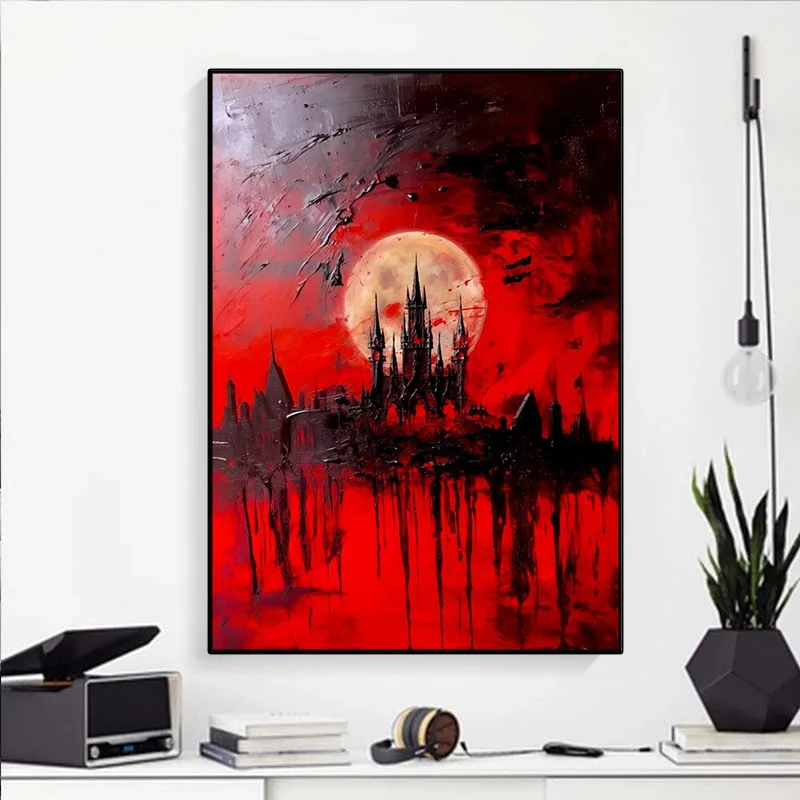 Vintage Gothic Dracula Castle Poster Dark Academy Magic Darkness Styles Canvas Painting Wall Art for Living Room Home Decoration