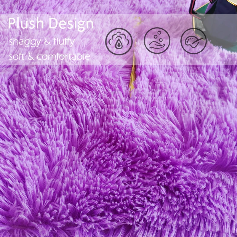 Solid Fluffy Rugs For Bedroom Purple Cute Children Room Mat With Long Hair Soft Plush Rug Living Room Carpet Modern Decoration