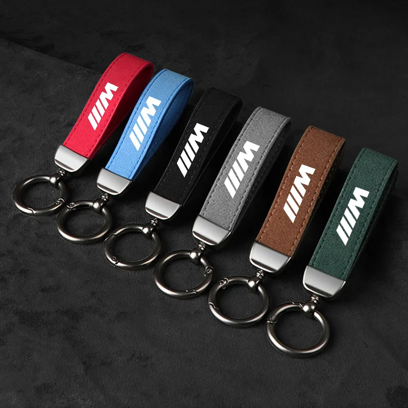 1Pcs Car Anti-lost Keychain Suede Metal Key Ring Hanging For BMW M Power Performance E46 e39 E90 E36 E60 E34 Car Accessories