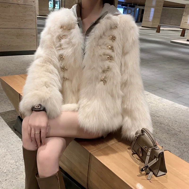 High Quality Fluffy Furry Artifical Fur Coat Women New Winter Korean Temperament Imitation Fox Hair Short Female Winter Jacket