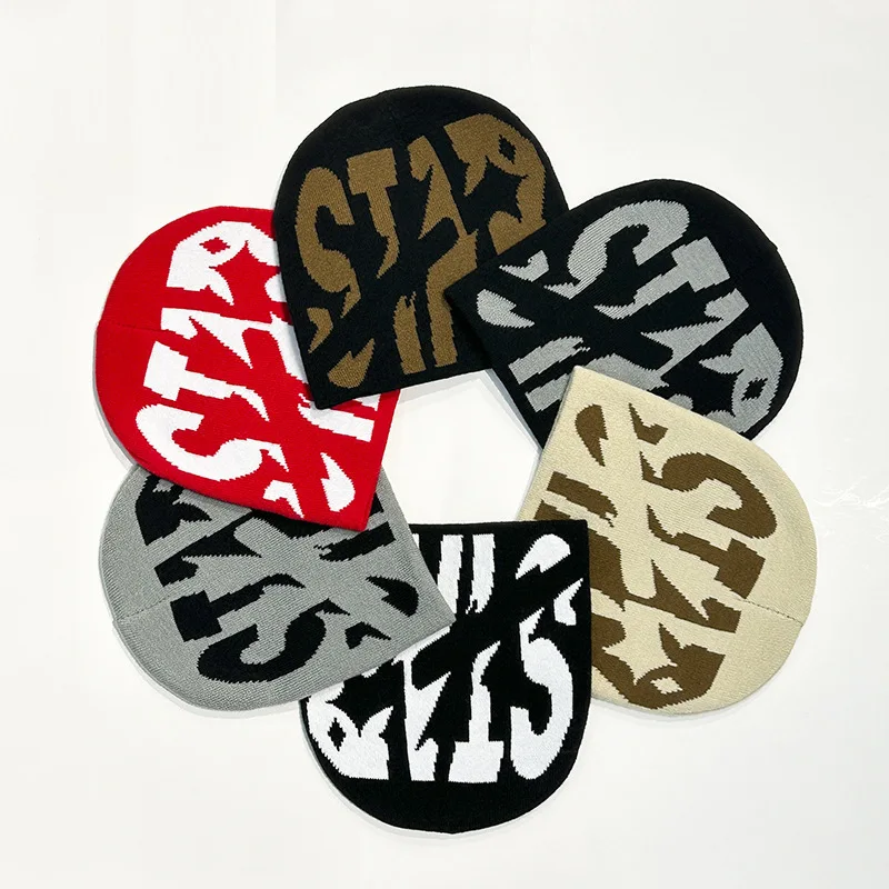 

Fanceey Hip Hop Beanie for Men Y2 Knitted Skull Women Cap Warm Winter Hat Streetwear Casual Letter Design Skate Outdoor Unisex