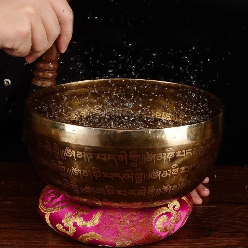 

Buddhist sound bowl, Nepalese handmade yoga bowl meditation healing bronze chime Buddhist sound bowl ornament