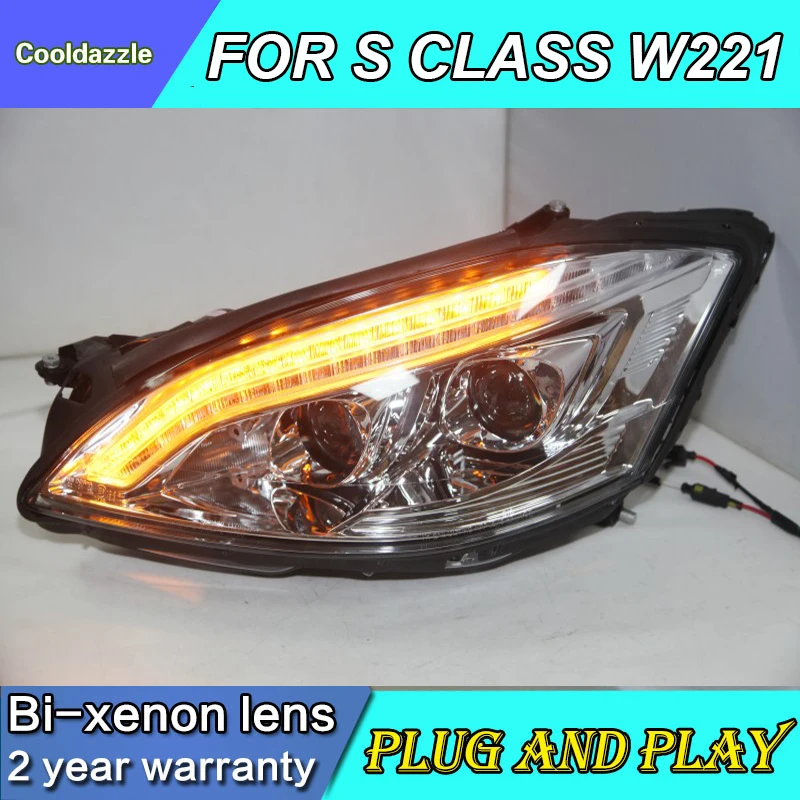 1 Pair for  S Class W221 S350 S500 S600 LED Head Light  Lamps 2006 2007 2008 Year  Chrome Housing