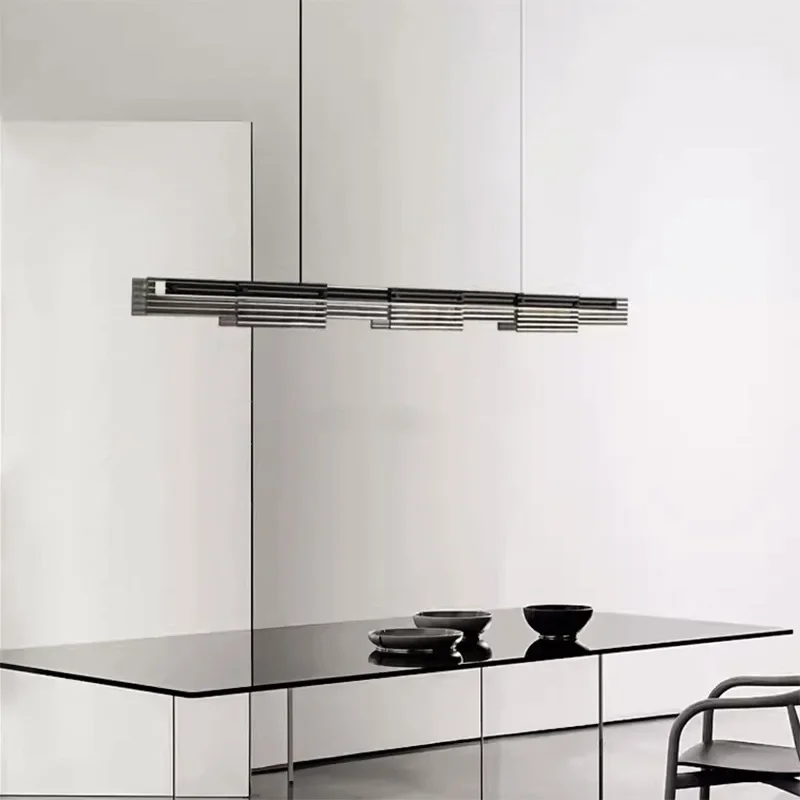 ミニマリストアートガラスストリップオフィスシャンデリアイタリアンライトラグジュアリーカフェスタジオ幾何学バーランプ