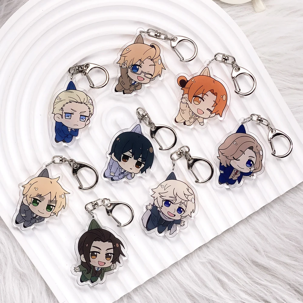 شخصيات أنيمي Hetalia مضحك لطيف سلسلة مفاتيح مصنوعة من الأكريليك اكسسوارات حقيبة سحر الإبداعية على ظهره قلادة كيرينغ هدايا للأصدقاء