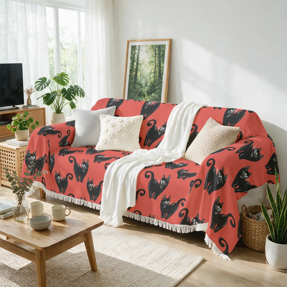 Cute Cat Pattern Throw Blanket for Sofa Couch Decor Living Room Home Throw Accent Cozy Multi-Seasonal Pet Lover Gift Idea Decora