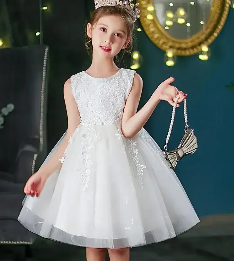 Vestido infantil, gaze fofa, vestido elegante de princesa para meninas, anfitrião de aniversário de menina, vestido de performance de piano, verão