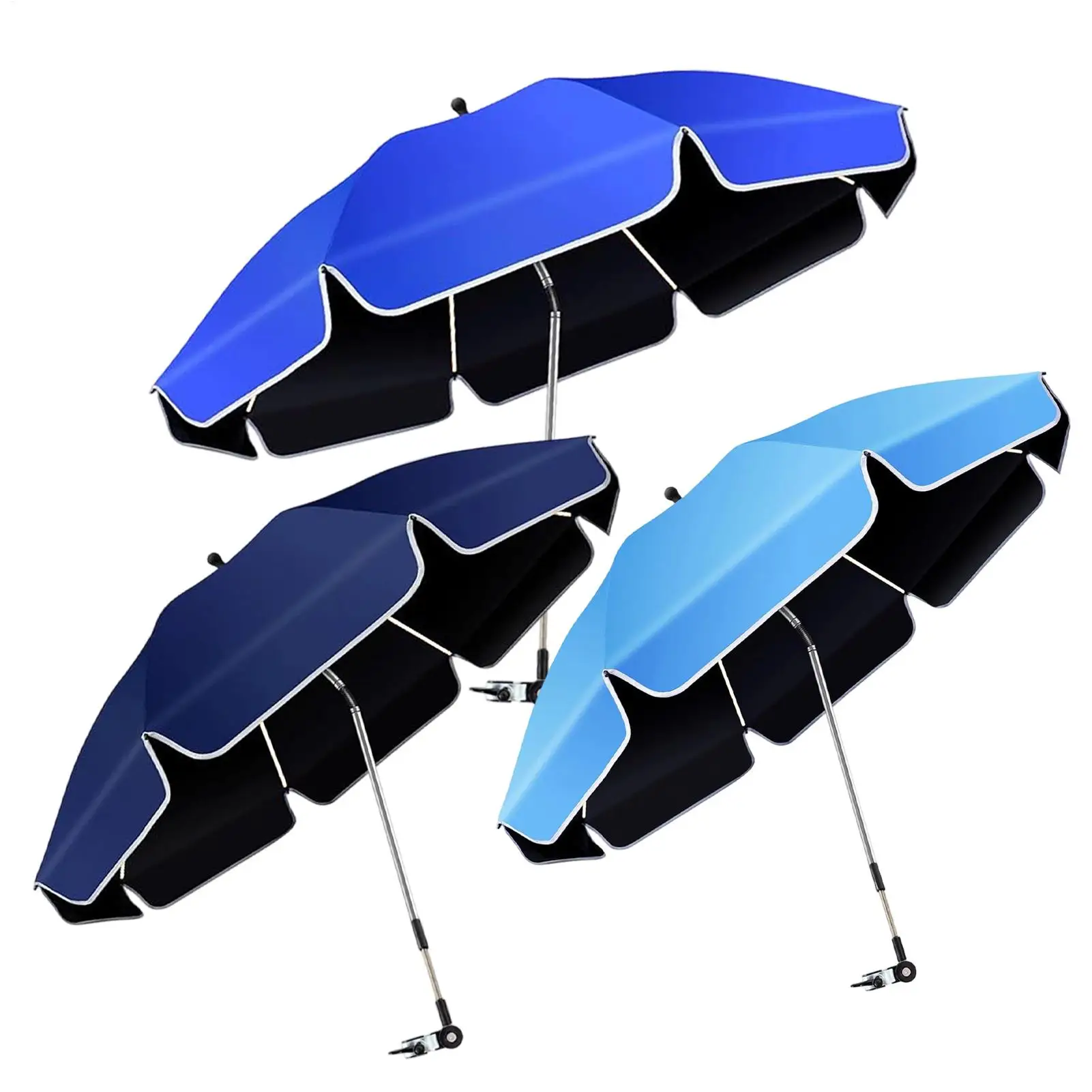 Waterproof Beach Chair Umbrella With Clamp 360 Rotation Fishing Umbrella 23-inch UV-protected Clip Camping Parasol Sun Umbrella