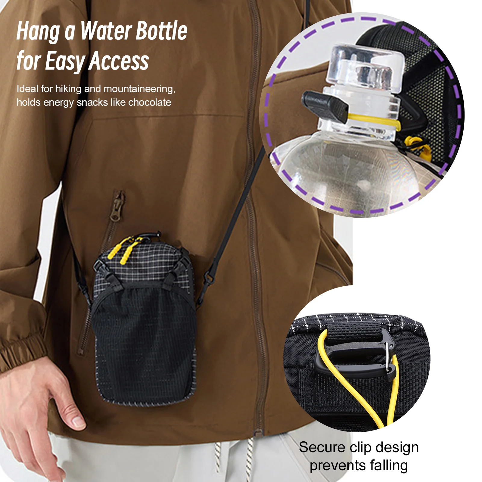 Backpack Shoulder Strap Pouch Phone Water Bottle Lightweight Attachment Bag for Hiking Camping Waist Pack for Sports