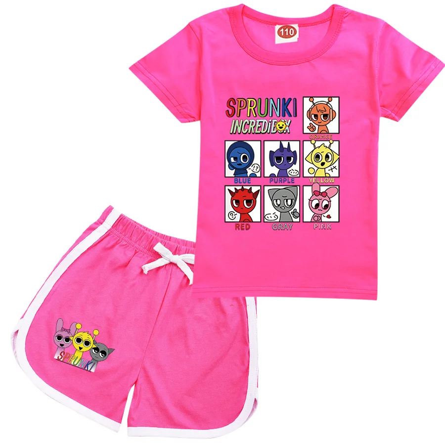 Sprunki Cartoon Clothes for Kids Summer Clothing Set for Boys and Girls Sports Suit T Shirt and Pants Baby Outfits Pajamas Best