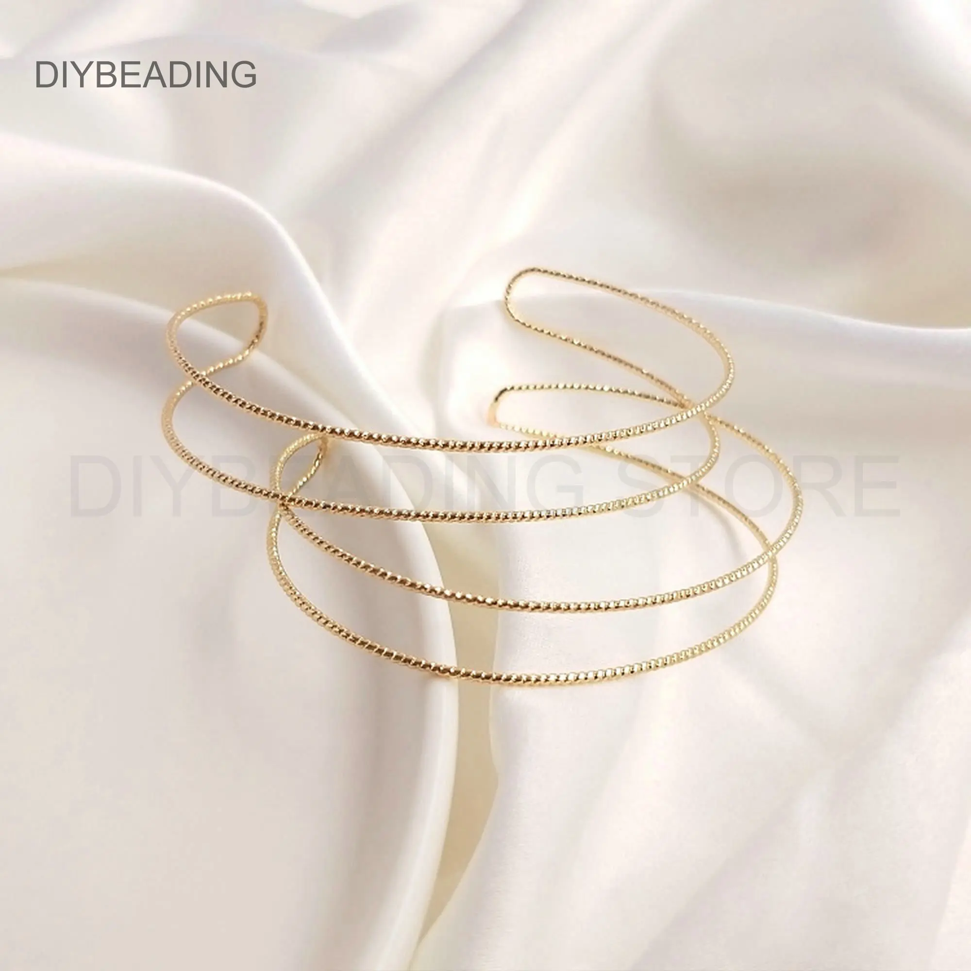 Blank Bangle Lots Supplies 14K Real Gold Plated Brass Double Layer Minimalism Wire Bangle Setting for Wrapping Bracelet Making