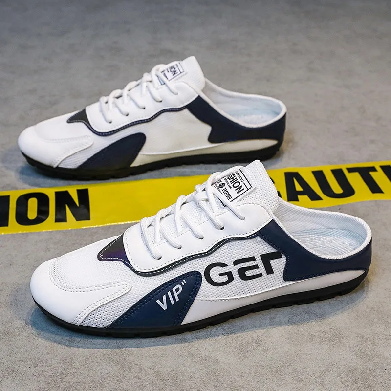 

Men's Shoes Fad Soft-soled Half Slippers Summer Comfort Casual Shoes Soft Sole Sneakers Mesh Low-top Men Shoes Zapatos De Hombre