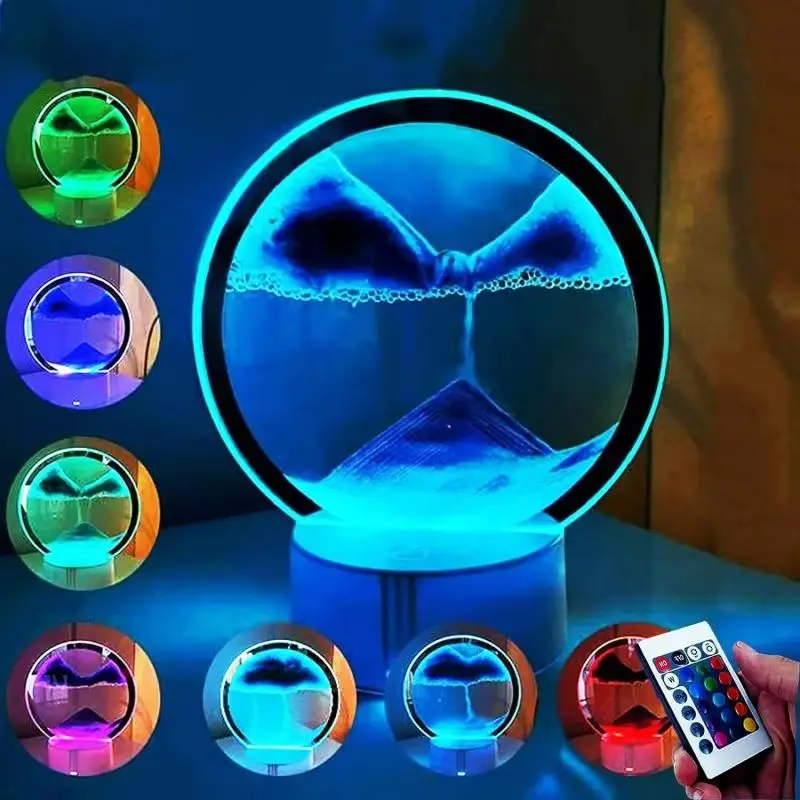 

Новейшие настольные песочные часы с 3D рисунком, USB, 16 цветов, RGB, быстродействующий песок, искусственный ночник, прикроватные украшения для спальни, подарки 2024