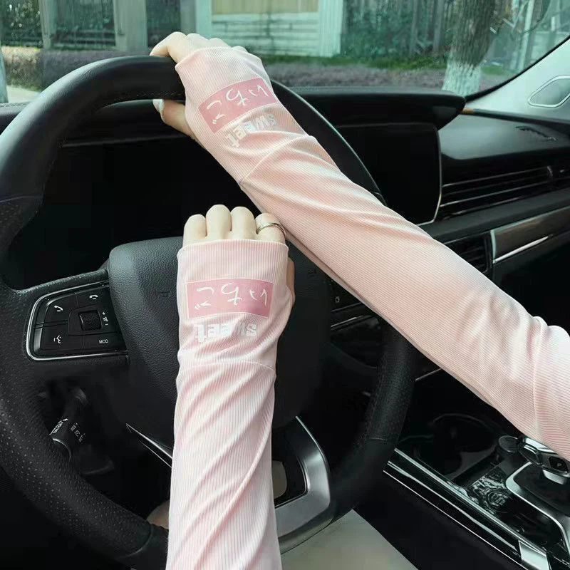 

Ice Silk Sleeve Sunscreen Cuff Arm Sleeves Long Gloves Sun UV Protection Hand Protector Cover Anti-slip Summer Outdoor Riding
