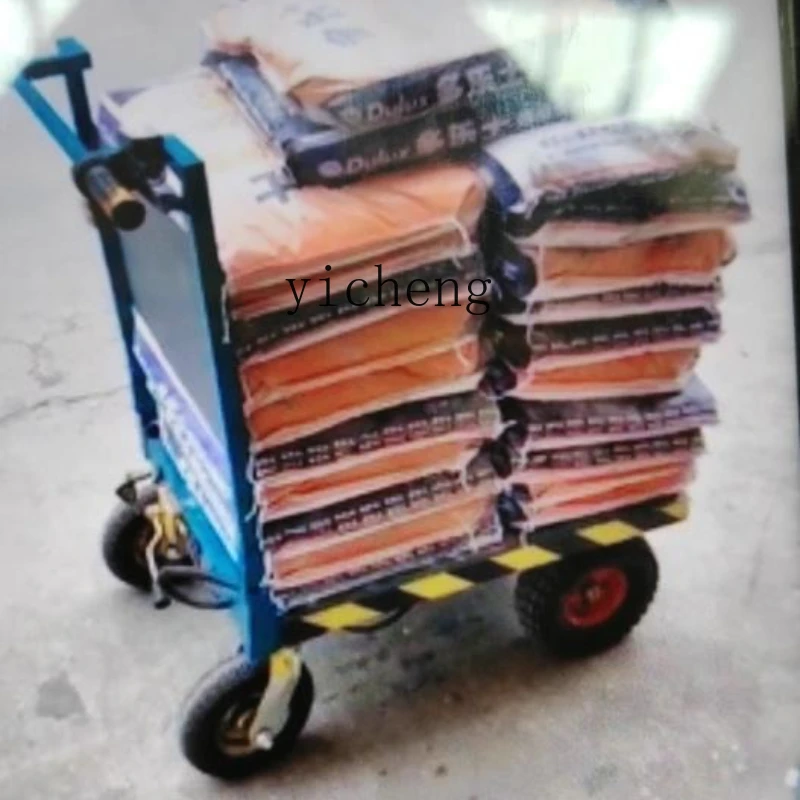 

ZC electric flatbed truck construction site pulling yellow sand cement folding portable truck