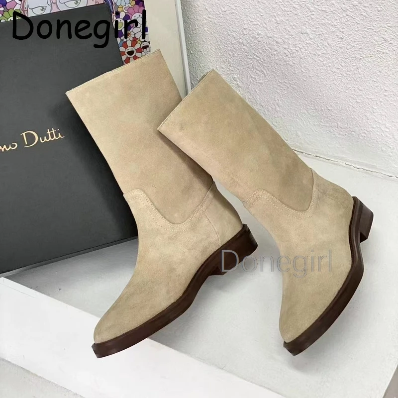 Fashion Ankle Boots Women's Elastic Boots Minimalist Fashion Ladies Genuine Leather Comfortable Flat Boots Women soft boots