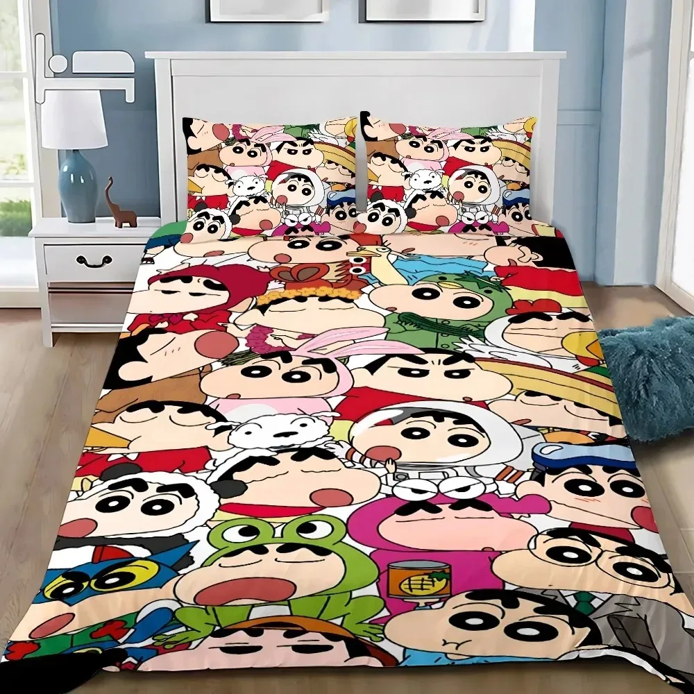 

Cartoon Duvet Cover Pillowcase C-Crayon Shin Chans Bedding Set For Kids Adults Single Double Large Sizes Bedroom Decor Gift