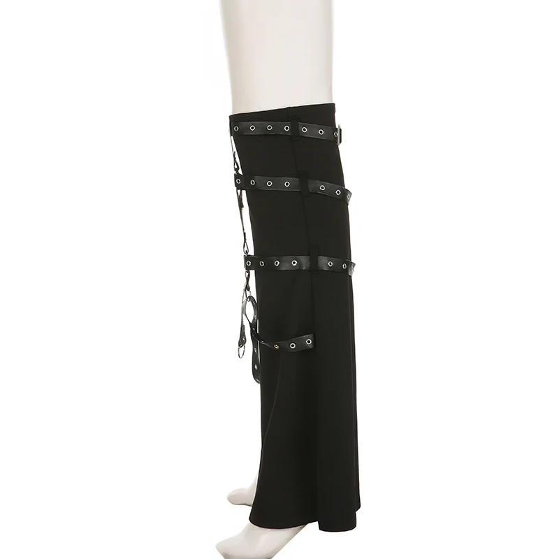 SUCHCUTE Gothic Oogje Riem Vrouwen Broekspijpen Vintage Donkere Academische Slanke Bandage Been Sokken Zwart Gebreide Laars Manchetten Been Punk