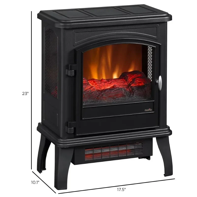 1,000 sq ft Infrared Quartz Electric Fireplace Stove Heater, Black