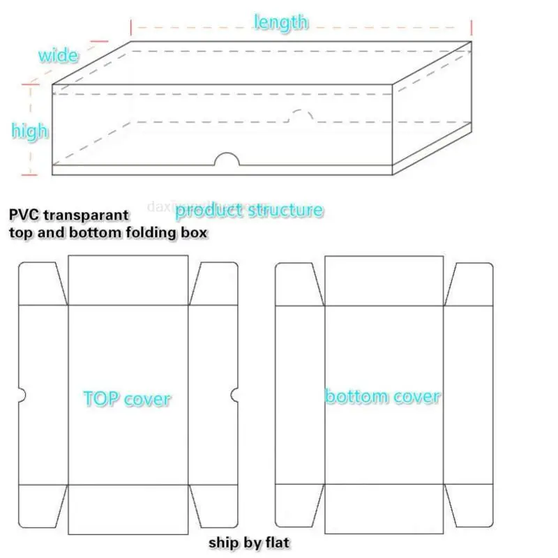 10PCS/lot 16cm 20cm 30cm PVC Packing Box Transparent Pvc Plastic Rubber Swallow Cape Up And Down Cover Folding Gift Boxes