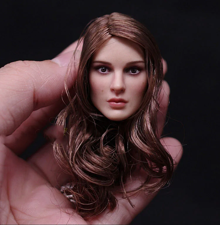 KIMI TOYS 1/6 Scale Sexy Famous American Actress Natalie Portman PVC Head Sculpt Carved Model for 12 inches Suntan Skin Body