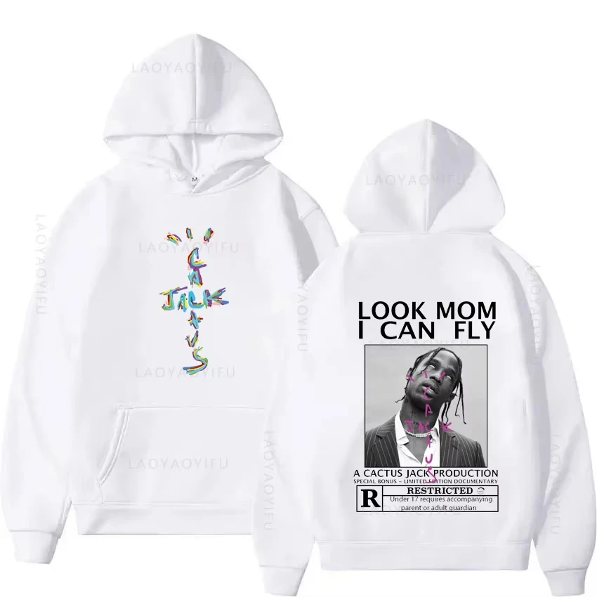 HOT SALE Cactus Jack Men Women LOOK MOM I CAN FLY Men's Hoodies Hooded Shirt Pullovers Autumn Clothing Essentials Hoodie Hoody