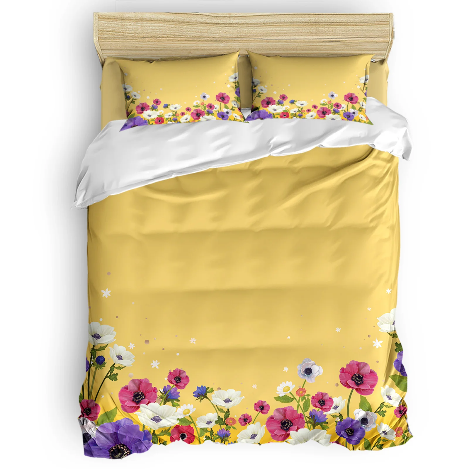 

Flower Yellow Background Comfortable Household Goods Bedroom Bed Luxury Duvet Cover 2/3/4 Pieces