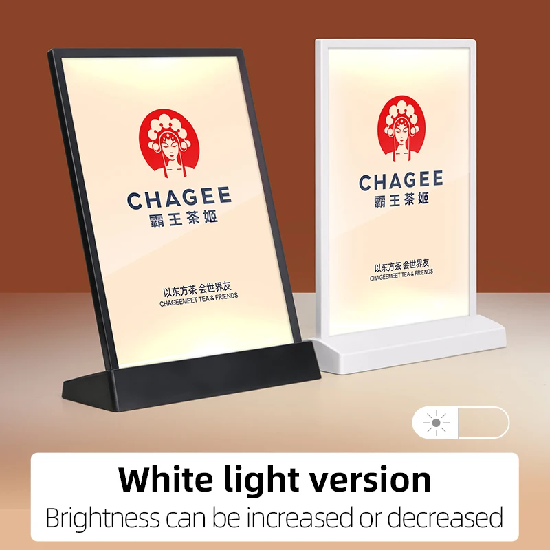 A4 LED Table Card USB Menu Ordering Light Box Price List Transparent Billboard Price Menu Table Intelligent Variable Light