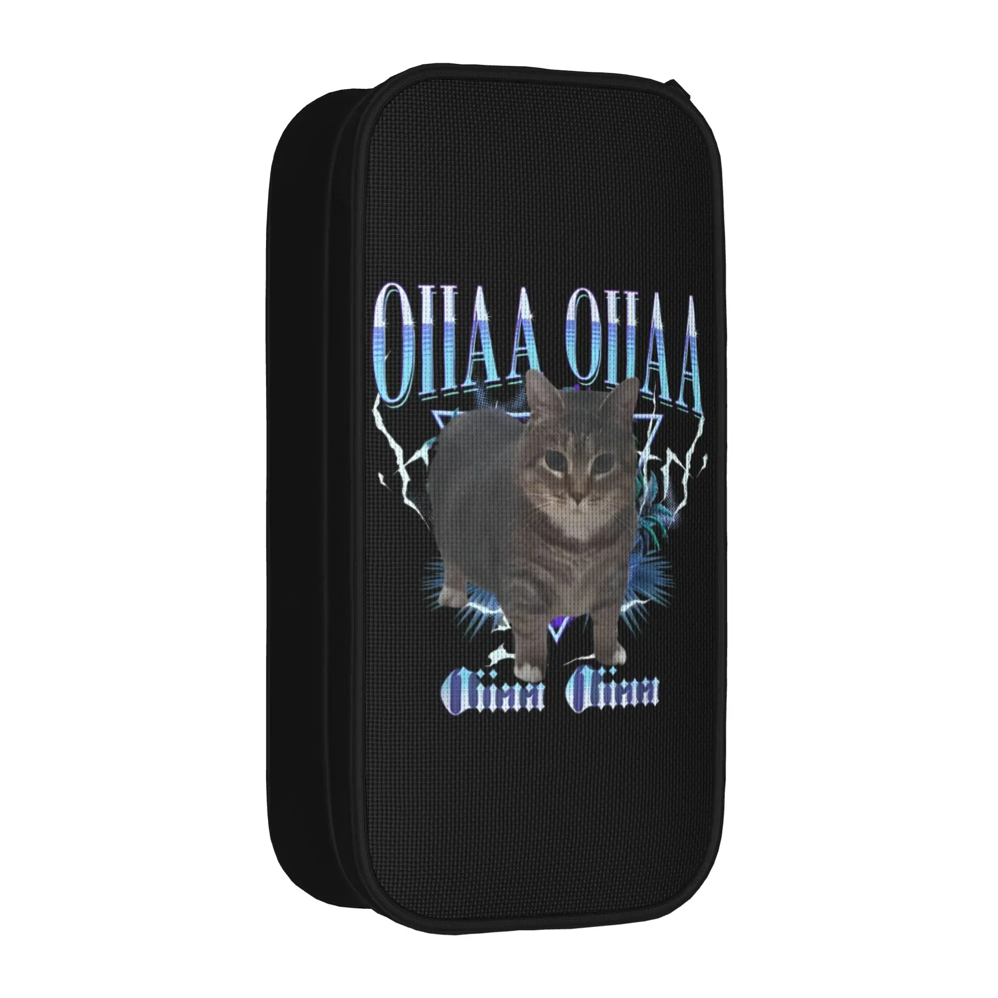OIIAA OIIAA Funny Spinning Cat Meme Pencil Cases Humor Brainrot Pencilcases Pen Holder Big Capacity Bag Office Zipper Stationery