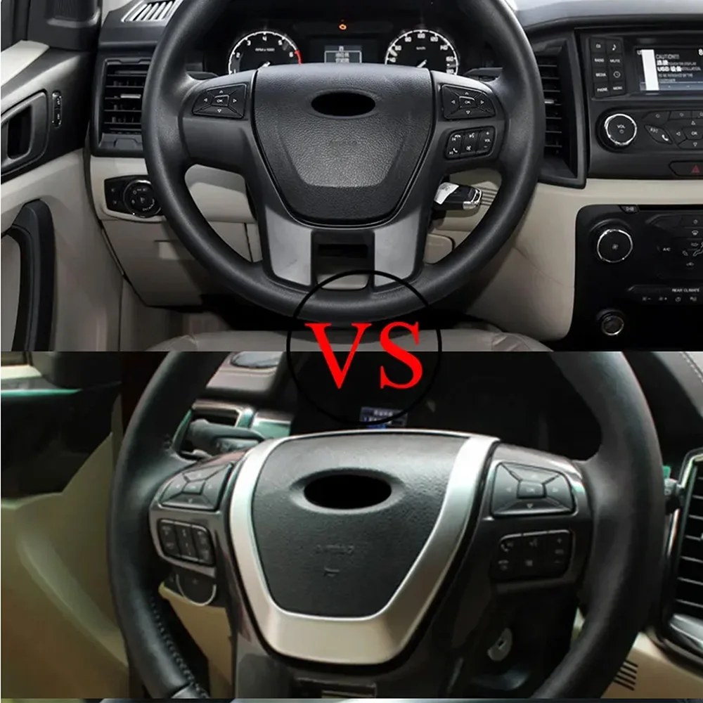 

For Ford Everest 2013-2021 For Ranger 2015-2022 ABS 1Pc/set Car Steering Wheel Panel Trim Decoration Cover Sticker Accessories