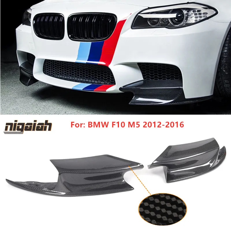 For F10 Front Bumper Lip Splitters Flap Cupwings for BMW 5 Series F10 M5 M Sport 2012-2017 Carbon Fiber Bumper Guard Car Styling