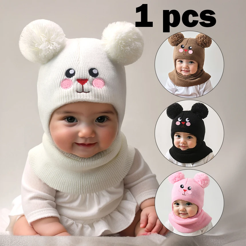 

1pcs Unisex Black Beanie Hat For Toddler, double Pom-Pom Beanie Kids & Baby, Y2k Style, Newborn Knitted Hat For Outdoor, Warm Wi