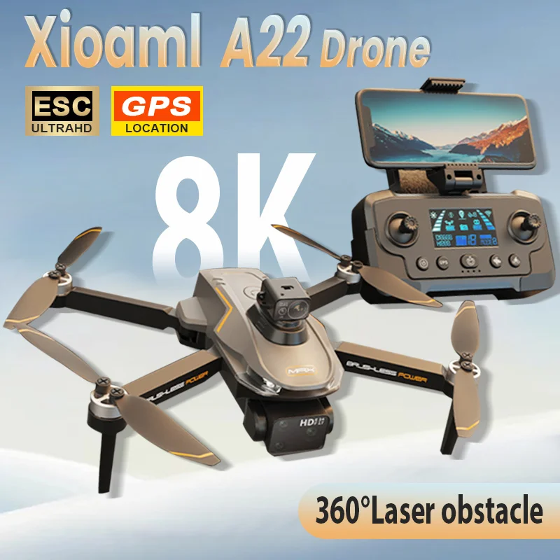 2024 A22 RC 드론 8K 전문 듀얼 카메라 항공 360 ° 쿼드콥터, RC 장애물 회피 광학 흐름 항공 4K 드론, 신제품