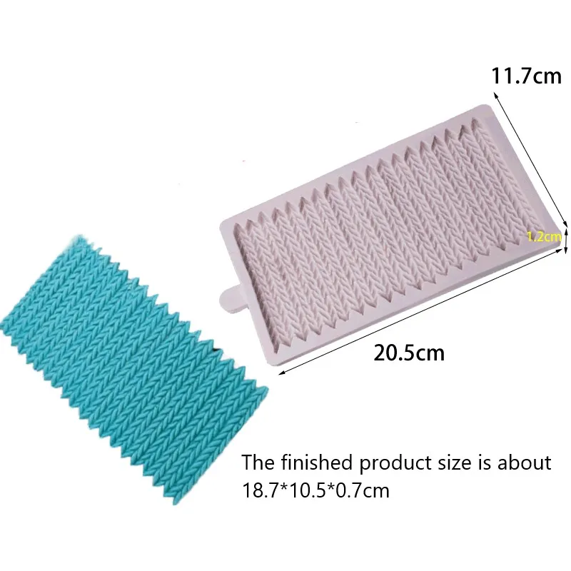 1*Silicone Mold Sweater Pattern Knitting Texture Woolen Yarn Shape Silicone Mold Fondant Tools