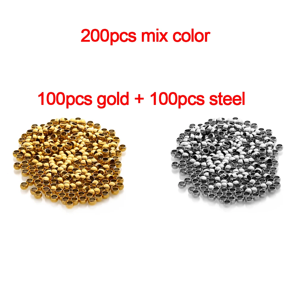 100-200 stuks 1,5 2 2,5 3 mm roestvrijstalen stop spacer kralen positionering bal crimp einde kralen voor DIY sieraden maken benodigdheden