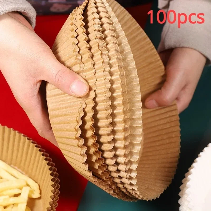 Einweg-Papiereinlage für Luftfritteusen, antihaftbeschichtet, ölbeständig, Pergamentmatte zum Kochen von Mikrowellenherdblättern, spezielles Backen, Grillen, Braten