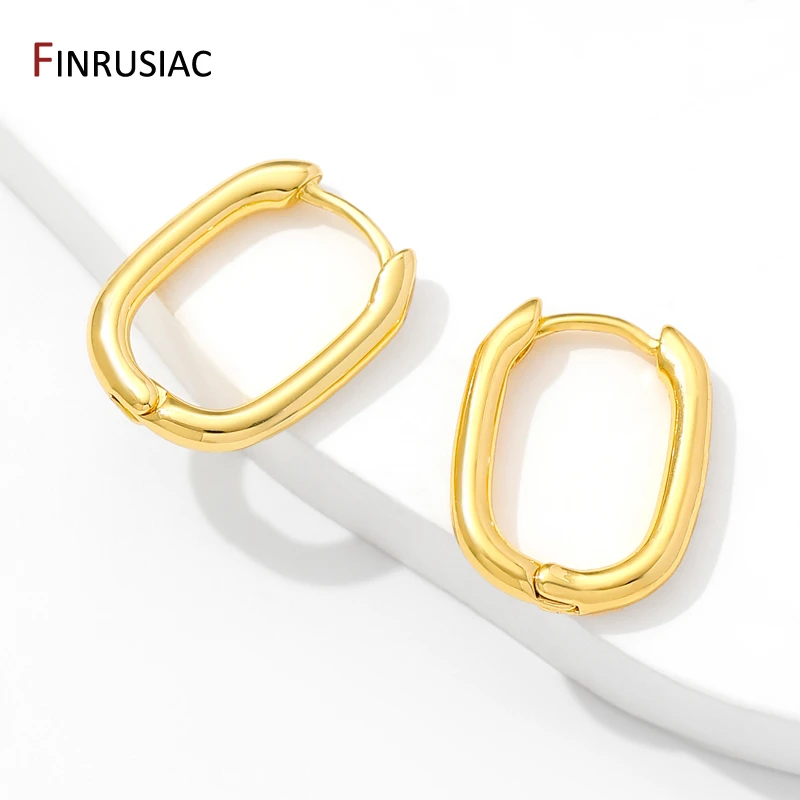 Fashion 18K Gold Color Brass Simple Hoop Earrings for Women Circle Piercing Round Ring Hang Earrings Wholesale