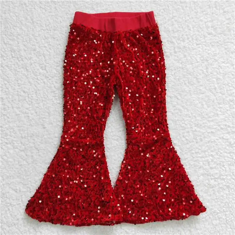 Winter Fashion Baby Girls Colorful Sequin Bell Bottom Pants Wholesale Boutique Children Clothes Pants Ready To Ship