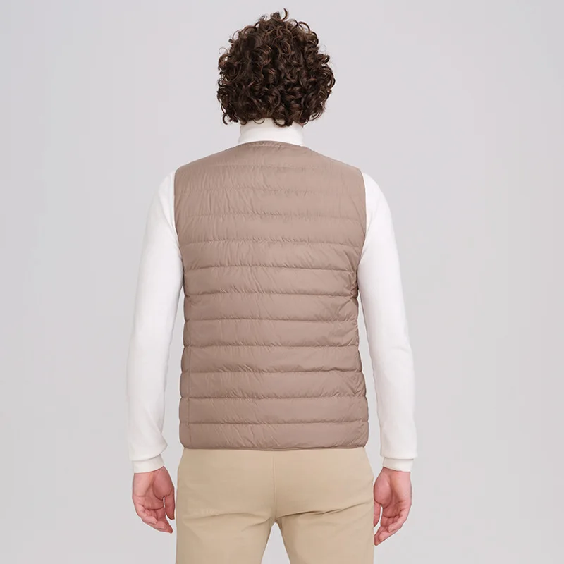Gilet da uomo senza maniche Piumini con scollo a V Giacca con bottoni ricoperti Gilet Tasche casual solide Leggero elasticizzato 2025 Autunno Vestibilità ampia