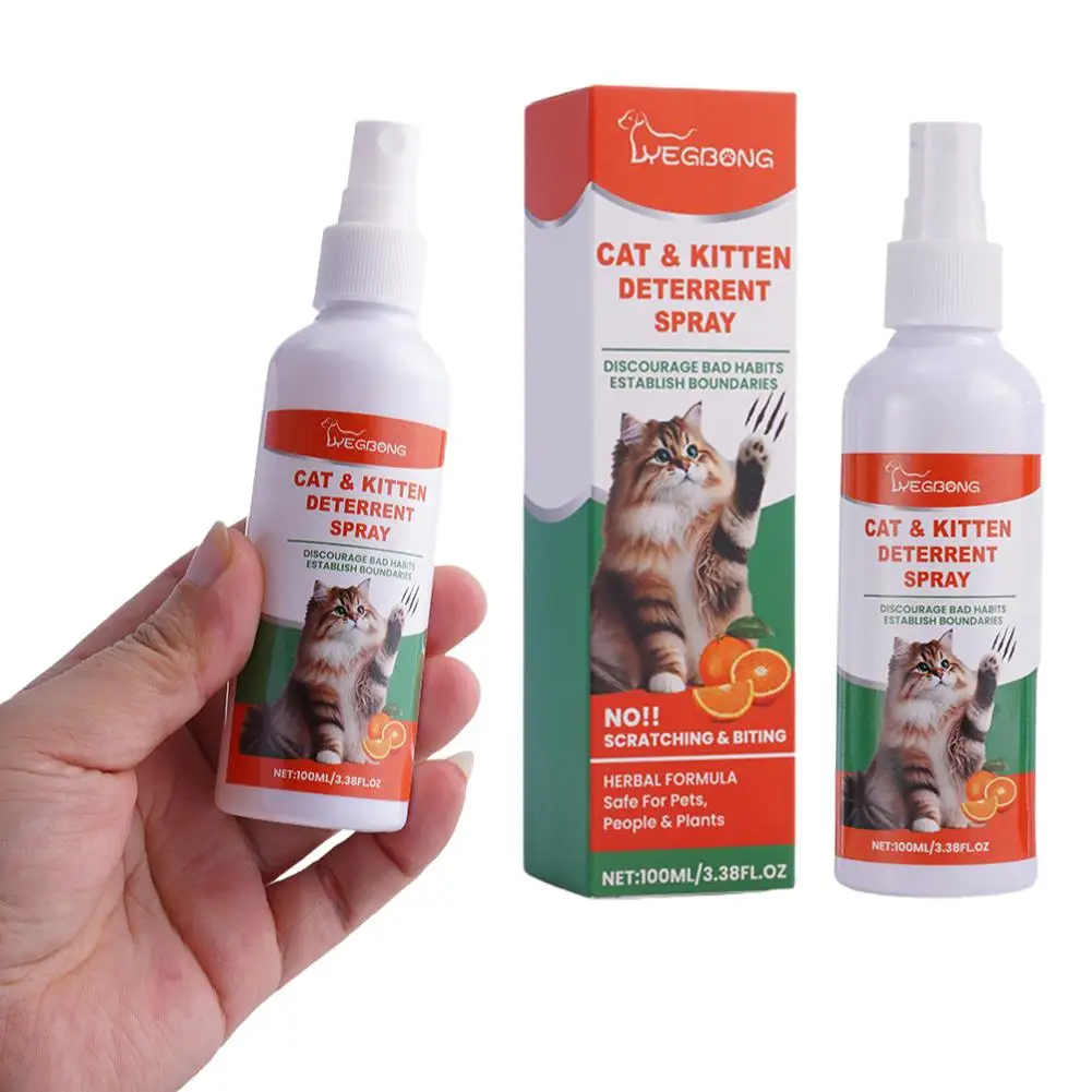 Pare os arranhões gato spray dissuasor para gatinhos e gatos 100ml spray repelente de gatos manter gatos fora ferramenta de treinamento seguro não-para r5a9