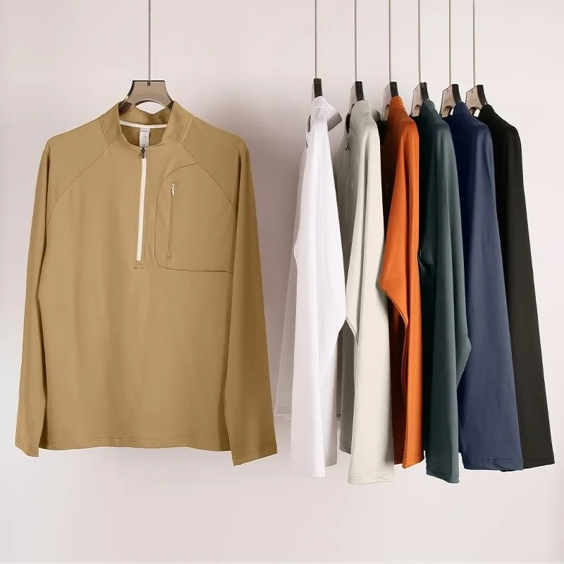 

Men's Sports Long Sleeved Quick Drying Half Zipper Casual Outdoor Cycling Training Mountaineering Running Men's Fitness Clothes