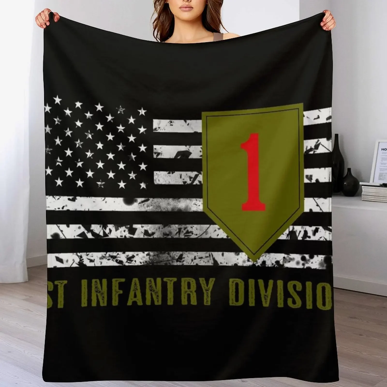 

1st Infantry Division (Distressed Flag) Throw Blanket Giant Sofa Baby Designers Decorative Sofa Blankets
