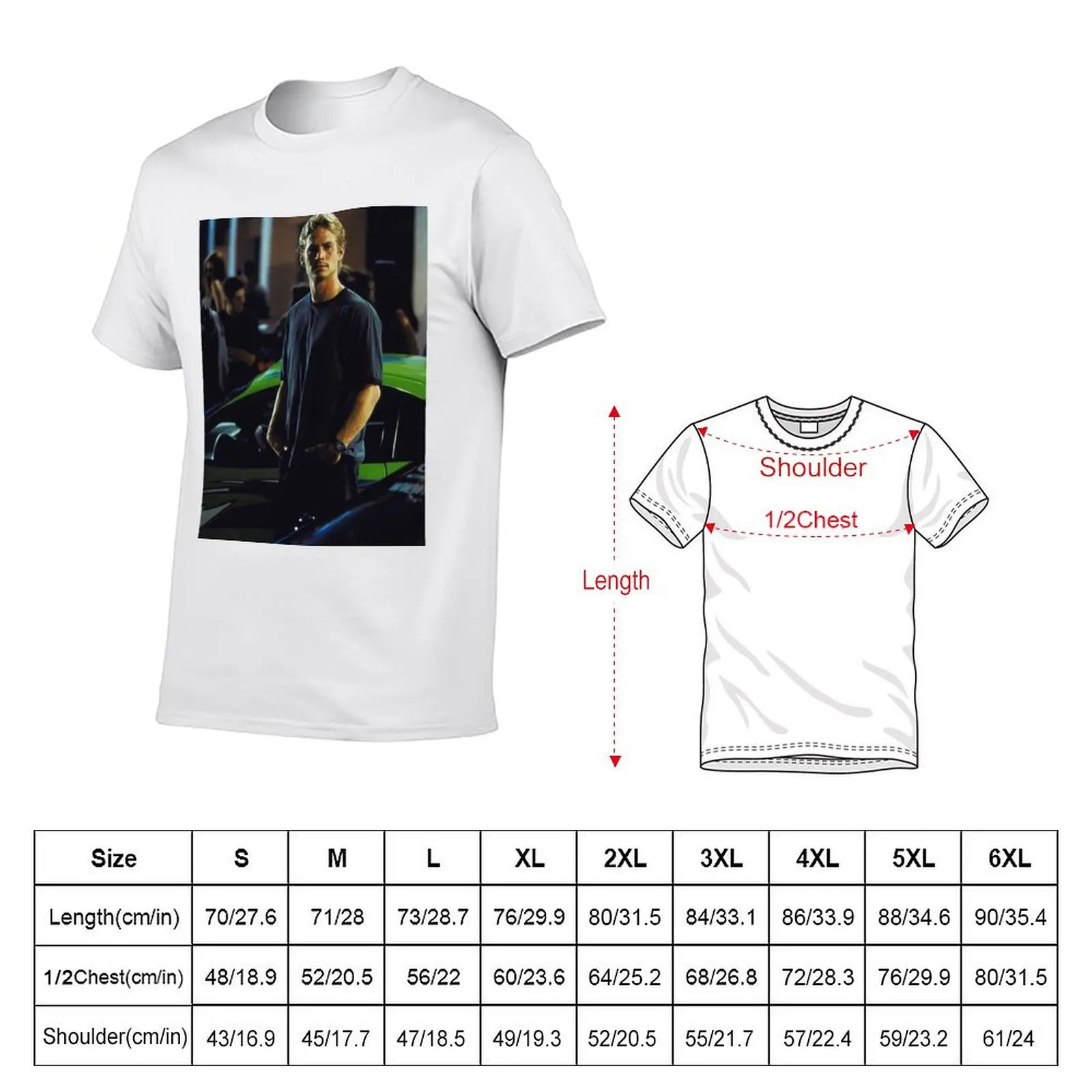 Paul Walker's Automotive Elegance: A Timeless Bond with His Beloved Car T-Shirt Plus Size Simple Casual Top