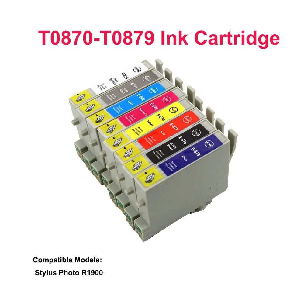 

T0870 T0871 T0872 T0873 T0874 T0877 T0878 T0879 Ink Cartridges Compatible for Epson Stylus Photo R1900 Printer